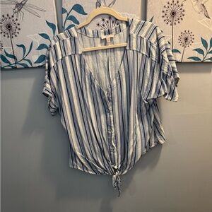 Como Vintage Blue and White Striped Blouse Sz XXL **PRICED REDUCED**